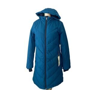All in Motion Teal Women Size Small Mid Length Puffer Jacket Coat Hooded NWT